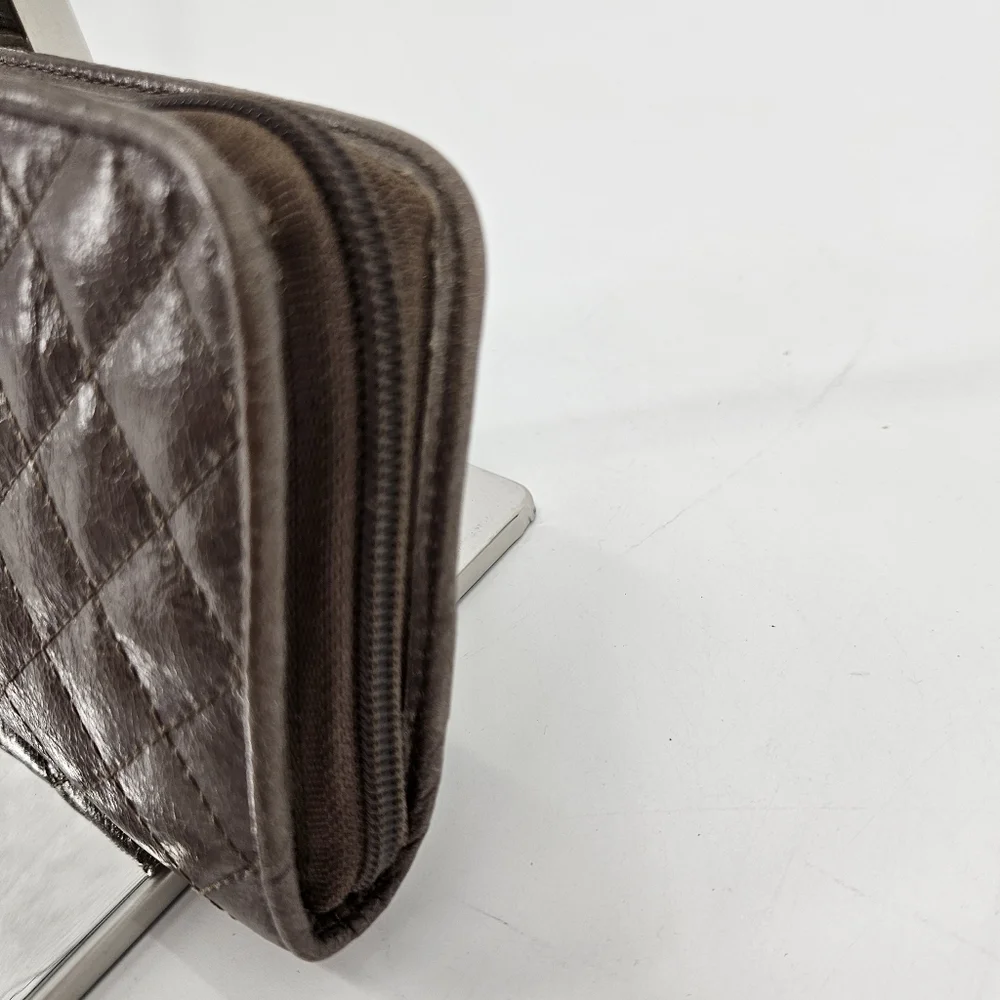 HOBO International TAUPE QUILTED Leather ZIP Around Wallet Card Slots Check BOOK